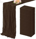 6FT 20 Pack Brown Cheesecloth Table Runner 20 x 120 Inch Long Boho Fabric Rustic Cheese Cloth Table Runner for Wedding Bridal Shower Baby Shower Gauze Sheer Birthday Party Table Decorations by FoliafeelHome