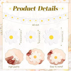 155 Pcs Groovy Daisy Paper Napkins Cups Garlands for Party Decor - Image 2