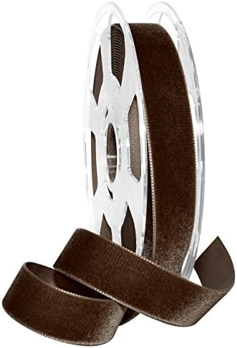 Morex Ribbon Nylon, 7/8 inch by 11 Yards, Espresso, Item 01225/10-539 Nylvalour Velvet Ribbon 7/8" x 11 yd by MorexRibbon