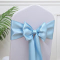 Satin Baby Blue Chair Sashes 50 Pack, Light Blue Chair Bows for Wedding by GANKAR
