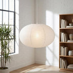 Lurrose 2pcs Handmade Foldable Paper Lanterns - Holiday Party Hanging Japanese Lantern - White Oval Light Cover for Wedding, Baby Shower, Birthday 15.7x9.8 Inches - Image 5