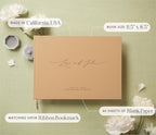 MUUJEE Personalized Guestbook in Tan - Premium Tan Leatherette Custom Modern Guest Book for Wedding Reception, Birthday Party or Events w/Bookmark Blank Pages for Signing, Large 11.5 x 8.5 inches - Image 3