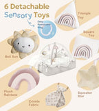 Mallify 5-in-1 Plush Baby Play Gym, Baby Play Mat, Convertible Baby Gym with Blanket and 6 Toys, Tummy time mat, Baby Activity Center from Newborn to Toddler,Baby Gym,Ball Pit,Newborn Essentials,White - Image 3
