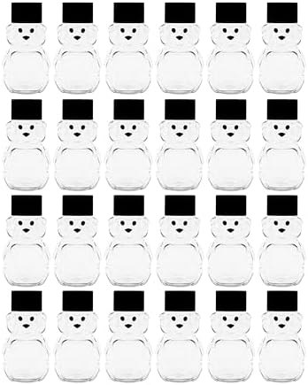 – 24 Pack 2 oz BPA-Free Plastic Honey Bear Bottles with Sealable Black Screw Top Lids, Clear Mini Squeeze Bottles for Honey, Samples & Party Favors (24pk, 2oz, BLK) by CLEARVIEWCONTAINERS