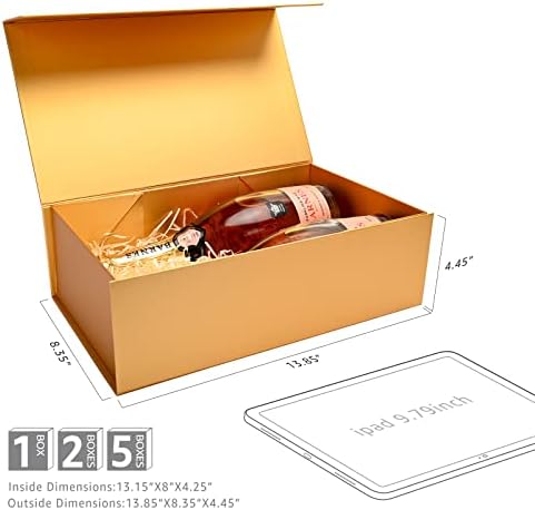 LIFELUM Gold Magnetic Gift Box for Birthday Presents, 13.85"x8.35"x4.45" - Image 5
