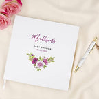 Andaz Press Personalized Baby Shower Guestbook with Gold Accents, Fuchsia Florals Custom Name, Date, White Guest Sign in Registry 120 Pages 8.5 X 8.5 Memories Book for DIY, Scrapbook, Photo Album - Image 2