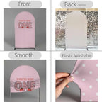 Pink Strawberry Stretchy Arch Cover Backdrop Photo Booth Background Birthday Baby Shower Baptism Party Decoration Curved Top Frame Spandex (GX-2666,7.2x4ft) - Image 2
