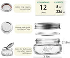 Mason Jars, 8 OZ, Wide Mouth, 12 Pack with Lids and Bands, Glass Canning Jars for Canning, Pickling, Preserving, Jam, Honey, Wedding Favors, Shower Favors (12 Pack, Clear) - Image 2
