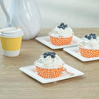 Restaurantware 5 oz Orange Polka Dot Pleated Paper Baking Cups, 200 Count - Image 3