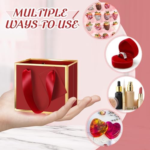 Yeaqee 100 Pcs Mini Metallic Paper Gift Bags with Handle, Burgundy Red, Gold - Image 3