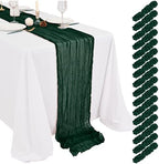 Showgeous 16 Pack Dark Green Cheesecloth Table Runner 17 x 108 Inch by Showgeous
