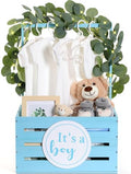 Barydat Wooden Baby Shower Basket Gender Reveal Crate Closet, Blue, Boy by home