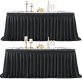 2 Panels Black Desk Skirt for Teacher Desk 6ft Table Skirts for Rectangle Tables 6ft Spandex Curtain Table Skirt for Classroom Ruffle Fabric Tablecloth for Party Wedding Baby Shower Decorations by Tao-GePartyDecorations