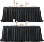 2 Panels Black Desk Skirt for Teacher Desk 6ft Table Skirts for Rectangle Tables 6ft Spandex Curtain Table Skirt for Classroom Ruffle Fabric Tablecloth for Party Wedding Baby Shower Decorations by Tao-GePartyDecorations