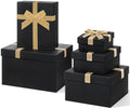 Cholemy 5 Pcs Christmas Nesting Gift Box with Lid Velvet Ribbon, Black Gold by Cholemy