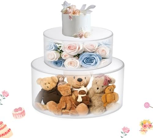 2Pcs Acrylic Cake Display Stand 6'' 10'' Round 2 Tier Clear Cylinder Cake Box for Wedding Birthday Party Decor (6 / 10 Inch) by CRAFTIFANO