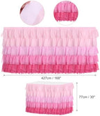 MECCANIXITY 1 Pack 14ft Pink Tutu Table Skirt, Ruffle Tablecloth for Rectangle or Round Table Cover for Birthday Weddings Cake Dessert Table Decorations - Image 2