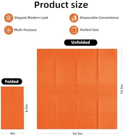 KAMMAK Napkins Disposbale 100 Pack Orange Cloth like Paper Dinner Napkins with Pocket Folded Wedding Napkin Guest Hand Towels for Party Reception, Bathroom, Kitchen, Restaurants (16.5 x 16.5 inch) - Image 2