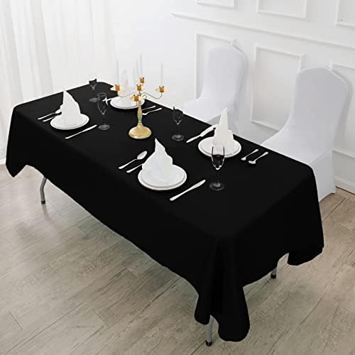 Fokitut 12 Pack Waterproof Rectangle Tablecloth, 60x102 Inch, Stain Resistant and Wrinkle Polyester Table Cloth, Fabric Table Cover for Kitchen Dining, Wedding, Party, Holiday Dinner-Black - Image 5