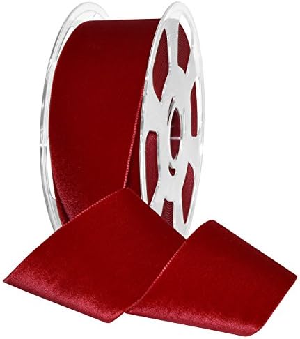 Morex Ribbon Nylvalour Velvet Ribbon, Nylon, 2 inches by 11 Yards, Scarlet, Item 01250/10-644, 2" by 11 yd, by MorexRibbon