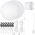 Rossesay 2 Sets Jumbo Round Paper Lanterns with Lamp Cord Cable White Hanging Paper Lanterns Chinese Japanese Pendant Hanging Lamp for Birthday Wedding Bridal Anniversary Party Decoration(20 Inch) by Rossesay