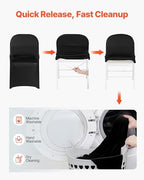 VEVOR Chair Covers, Polyester Spandex Chair Cover, Stretch Slipcovers for Wedding Party Dining Banquet Flat-Front Chair Covers (Black-c, 150PCS) - Image 5