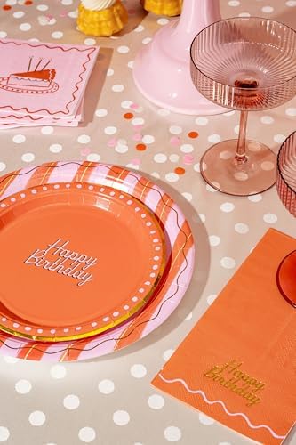 Birthday Party Celebration, Stylish Tableware Set for 8 Guests – Pink/Red - Image 5