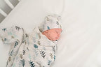 Miaoberry Forest Organic Muslin Swaddle Blankets for Baby Boy with Matching Hat and Wooden Hello World Newborn Sign | Newborn Photography Props | Birth Announcement Sign - Image 3