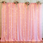 20ft x 10ft Baby Pink Chiffon Backdrop Curtain with Lights String for Parties,4 Panels Sheer Tulle Curtain Wedding Backdrop for Baby Shower Birthday Party Ceremony Reception Home Decorations - Image 7