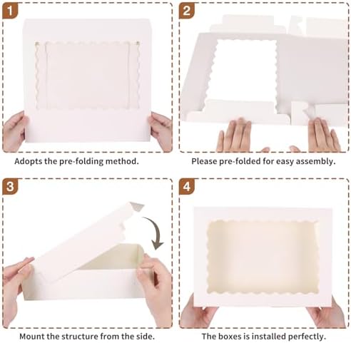 TOMNK 30pcs Cookie Boxes with Window,14x10x2.5 In White Treat Boxes - Image 3