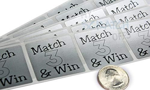 My Scratch Offs 1.5 in Silver Square Match 3 & Win Stickers, 2500 Pack by MyScratchOffs