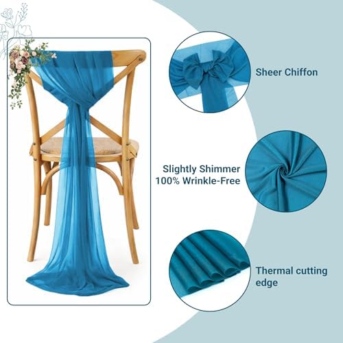 MDS Pack of 200 Chiffon Chair Sashes for Wedding & Event Décor - Dark Teal - Image 3