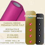 PerkHomy 24" x 2,400" (200') Rose Red Kraft Paper Roll for Craft Bulletin Board Paper Art Table Covering Crafting Gift Wrapping Bouquet Packing Parcel 80GSM 55LB (Rose Red, 24" x 200') - Image 3