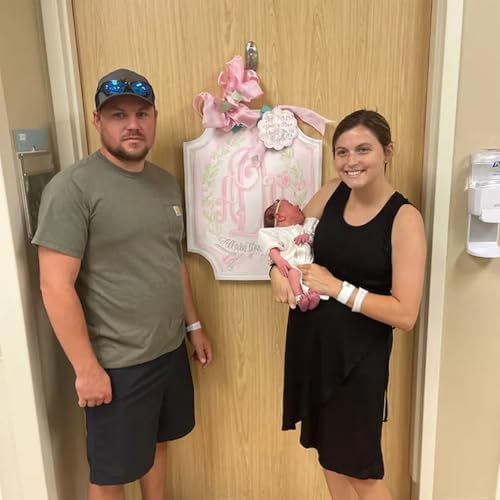 Personalized Neonatal Hospital Door Sign Custom Baby Girl Nursery Door Hanger Welcome Newborn Decorations With Floral Graphics Ideal For Hanging In Birth Hospitals Patio Doors - Image 6