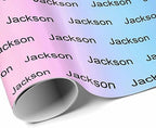 MyPupSocks Personalized Gradient Pink Blue & Purple Wrapping Paper with Logo, Custom Name Gift Wrapping Paper Roll with Text for Friend Grandma Grandpa Birthday Wedding Christmas Gifts 58x23 5 Rolls - Image 3