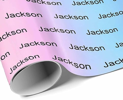 MyPupSocks Personalized Gradient Pink Blue & Purple Wrapping Paper with Logo, Custom Name Gift Wrapping Paper Roll with Text for Friend Grandma Grandpa Birthday Wedding Christmas Gifts 58x23 5 Rolls - Image 3