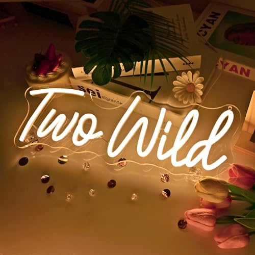Britrio Two Wild Neon Sign Girl Boy Two Year Jungle Birthday Party Backdrop - Image 4