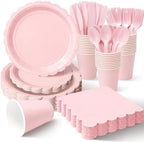 Vyntra 350 Pcs Light Pink Paper Plates and Napkins Party Supplies by PartyTablewareSupplies