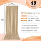 60ft×12ft Wrinkle Free Champagne Backdrop Curtain for Wedding Parties, 12 Panels 5×12ft Long Silky Polyester Fabric Backdrop Drapes Photo Back Drop Curtains for Birthday Photography Background Cloth - Image 3