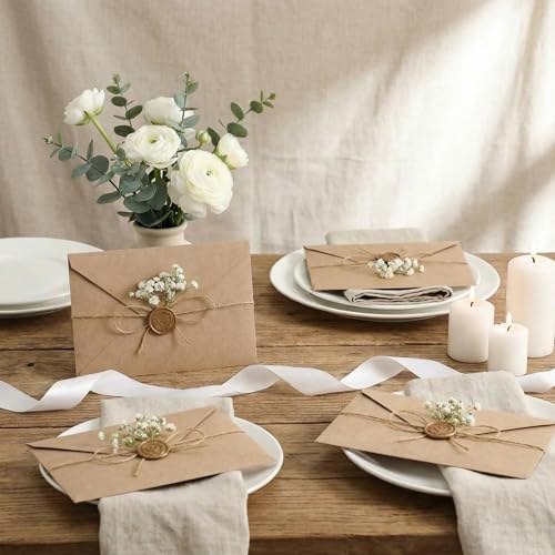 100 Sets Wedding Invitation Kit Vellum Jackets for 5x7 Inch Brown - Image 6