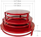 Red 3Pcs Nesting Metal Cake Plate Stand Set 8"10"12" Dessert Display - Image 4