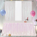 Poise3EHome Iridescent White Sequin Tablecloth 90×132 Inch Rectangle Sparkly Fabric Table Cloth for Birthday Wedding Party Holiday Baby Shower Christmas Decoration - Image 3