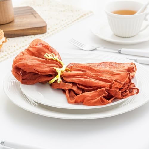100 Pack Orange Cheesecloth Napkins 21x21 Inches Orange Cloth Napkins Set of 100 Washable Dinner Table Napkins for Wedding Bridal Baby Shower Rustic Boho Cotton Gauze Family Party Table Decor - Image 5