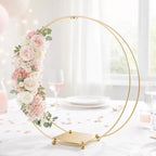 8 Pack 18 Inches Metal Double Floral Hoop Centerpieces with Stand and 38-Yard Paddle Wire Craft Centerpiece Table Decorations Wedding/Baptism/Party/Centerpiece DIY Metal Ring Table Décor, Gold - Image 7