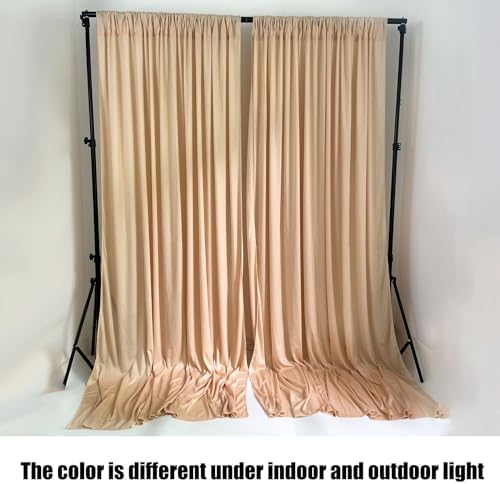 10 x 7 Feet Champagne Backdrop Curtain for Partie, Background Curtains for Photoshoot, Birthday, Wedding, Halloween, Thanksgiving, Christmas Day, New Year Party Decorations 5Ft x 7Ft, 2 Panels - Image 4