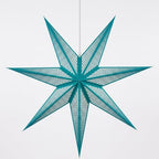 GalaxyArts 7-Point Paper Star Lantern - Striped Cutout Hanging Light Decoration - Foldable Star Lamp Shade for Home, Party, Christmas, Wedding Décor - Indoor/Outdoor Hanging Star(Turquoise) by GALAXYARTS