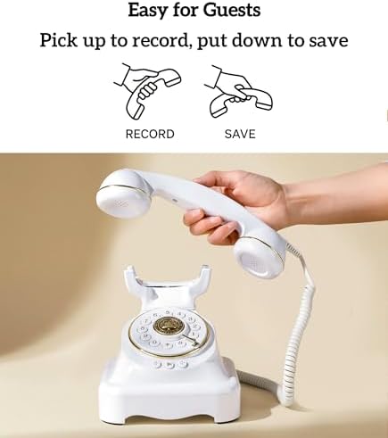 RetroVox Audio Guest Book Wedding Phone Guestbook and Signage Guest Audio Message Book, Vintage Style for Wedding Reception, Bridal Shower, Baby Shower（Black & Sign Holder D） - Image 2