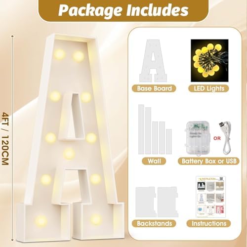 Ledido Easy-Assemble 4FT Marquee Light Up Letter, Large Lighted Letter M - Image 2
