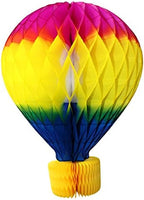 3-pack 16 Inch Large Honeycomb Hot Air Balloon Decoration (Rainbow Multi - Cerise/Yellow/Blue) by DevraParty