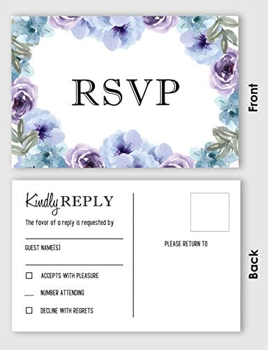 50 Blank RSVP Postcards Floral Print 4"X6" Response Cards,RSVP Reply Card for Wedding,Bridal Shower,Baby Shower - Image 3